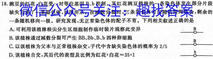 河北省2023-2024学年度第一学期高二年级12月月考试卷生物学试题答案