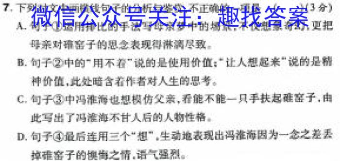 安徽省2023-2024学年江南十校高一分科诊断摸底联考语文