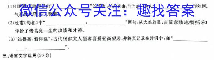 天舟高考衡中同卷案调研卷2024答案(河南专版)三语文