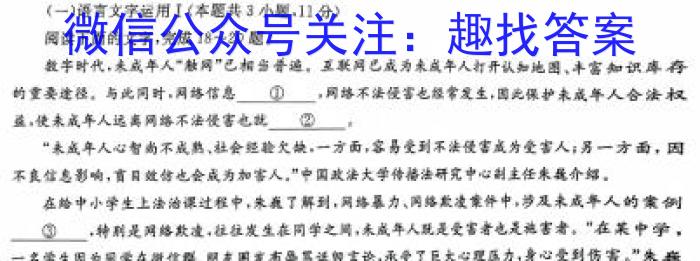 衡水名师卷 2024年高考模拟调研卷(新教材▣)(三)3语文