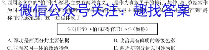 永州市2023年下期高二期末质量监测(1月)历史试卷答案