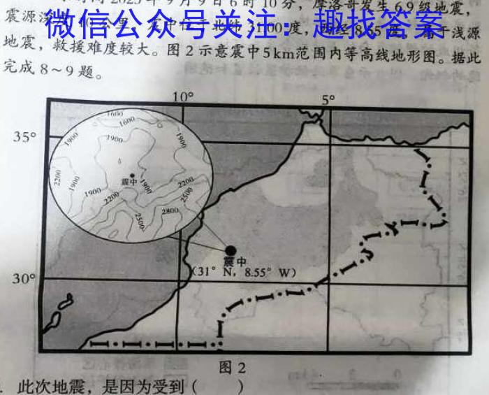 [今日更新]文博志鸿·2024届河北省初中毕业生升学文化课模拟考试（状元卷一）地理h