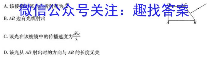 2024届衡水金卷先享题调研卷(湖南专版)三物理试卷答案