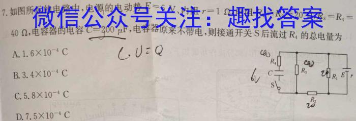 2024届衡水金卷高三3月大联考(新教材)物理试卷答案