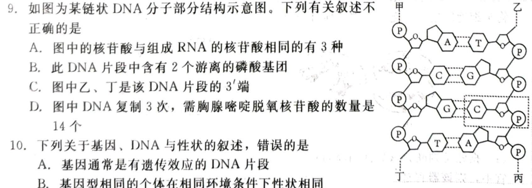 江西省2023-2024学年度八年级第五次阶段性练习生物学部分
