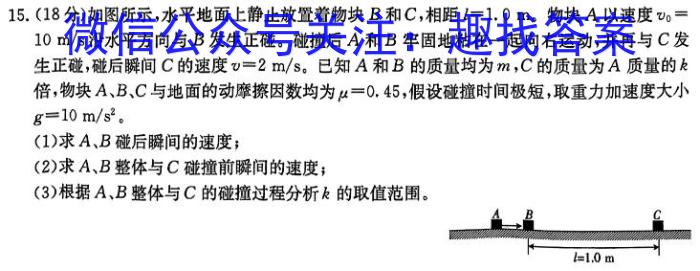 新疆伊宁市2023~2024学年高一年级第一学期期末质量检测物理试卷答案