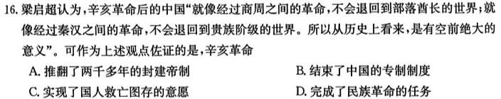 山西省2024年中考总复习专题训练 SHX(五)5历史