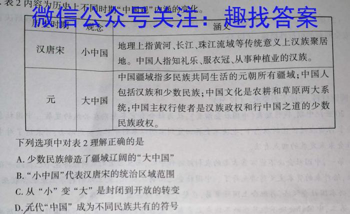 山西省太原37中2023-2024学年八年级阶段练习（二）历史试卷答案