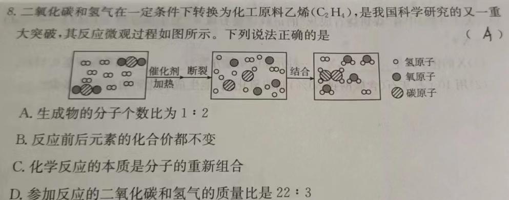 1华大新高考联盟2024届高三12月教学质量测评(全国卷)化学试卷答案