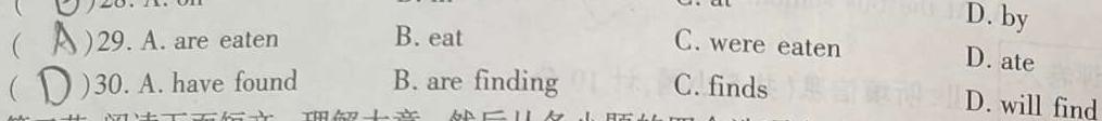 江西省2023-2024学年度七年级上学期期末综合评估4L R-JX英语试卷答案