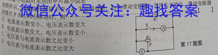 陕西省2024届九年级期末教学素养测评（四）物理`