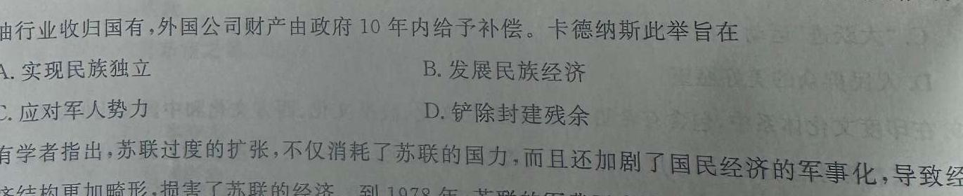 [今日更新]河南省沁阳市2024年九年级阶段性质量检测试卷历史试卷答案