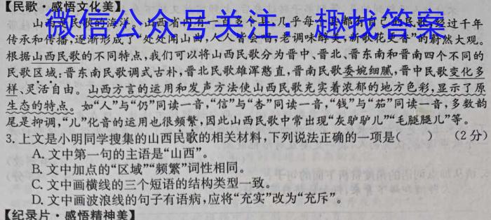 山西省2024年中考总复习专题训练 SHX(五)5语文