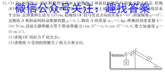 陕西省2024届高三模拟检测试卷（正方形套菱形）物理`