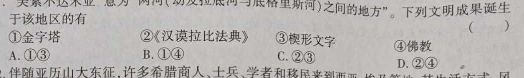 安徽省2024届九年级5月联考试题卷（三）（无标题）历史