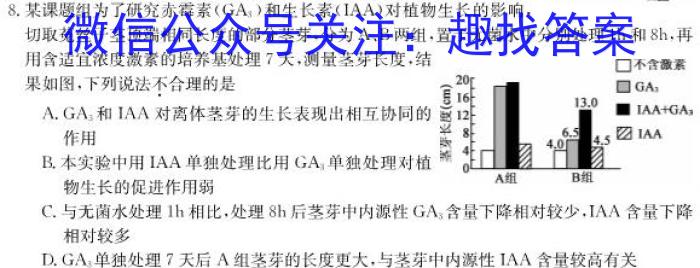 山西省2024~2025学年度八年级上学期阶段评估(一) 1L R-SHX生物学试题答案