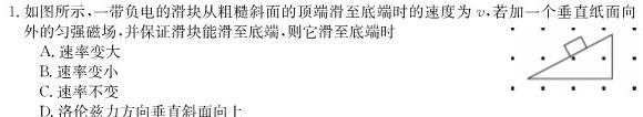 [今日更新]2024年普通高等学校招生全国统一考试样卷(十二)12.物理试卷答案