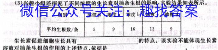 陕西省白河县2023-2024学年度第二学期七年级期末教学质量检测生物学试题答案