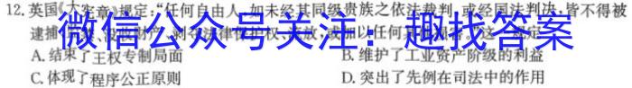 安徽省2023-2024学年度八年级上学期期末考试历史
