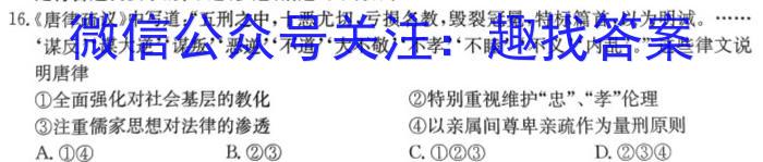 2023-2024学年安徽省八年级下学期阶段性练习(4月)(二)2历史试卷