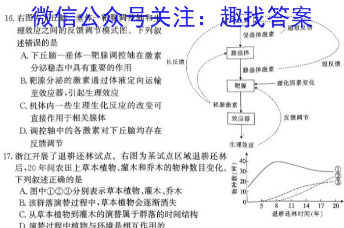 安康市2023-2024学年度高二第一学期期末考试生物学试题答案