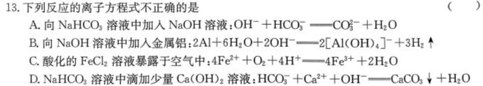 12024年普通高校招生考试仿真模拟卷(三)化学试卷答案