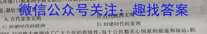 安徽省涡阳县2023-2024学年度九年级第一次质量监测历史试卷答案