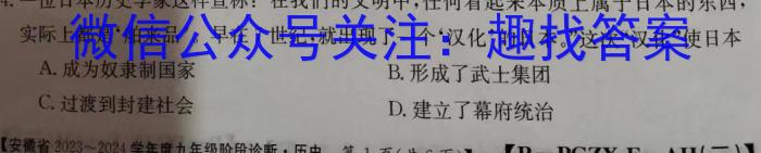 安徽省利辛县2023-2024学年第二学期九年级开学考试历史试卷答案