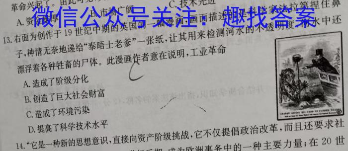 安徽省颍东区2023-2024学年度(上)九年级教学质量调研检测历史试卷答案