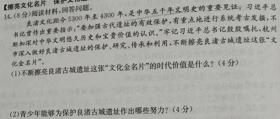 2024年安徽省初中学业水平考试·模拟冲刺卷(四)4思想政治部分