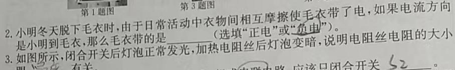 安徽省2023-2024学年砀山五中八年级期末检测(物理)试卷答案