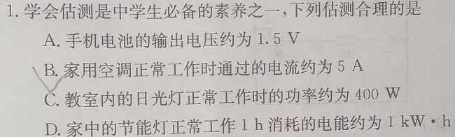 铜仁市2024年7月高二年级质量监测试卷(物理)试卷答案