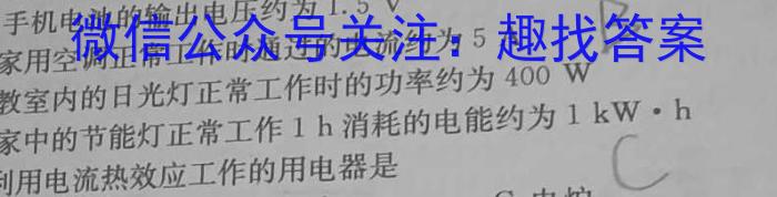 ​[江西中考]江西省2024年初中学业水平考试物理试卷答案