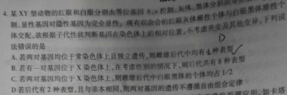 安徽省C20教育联盟2024年九年级学业水平测试"最后一卷"生物