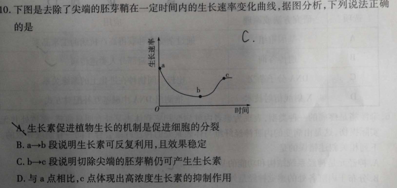 2024届衡水金卷先享题调研卷 新高考(一)试题生物