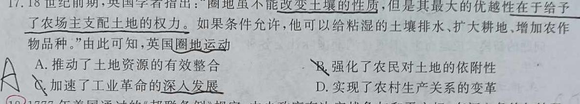 安徽省宿州市萧县某中学2023-2024学年八年级下学期6月纠错练习历史