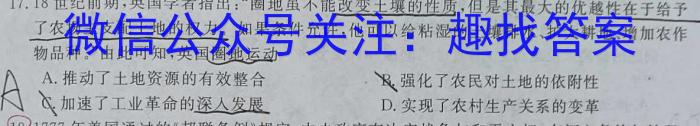 安徽省2023-2024学年度第一学期九年级期末教学质量监测历史试卷答案