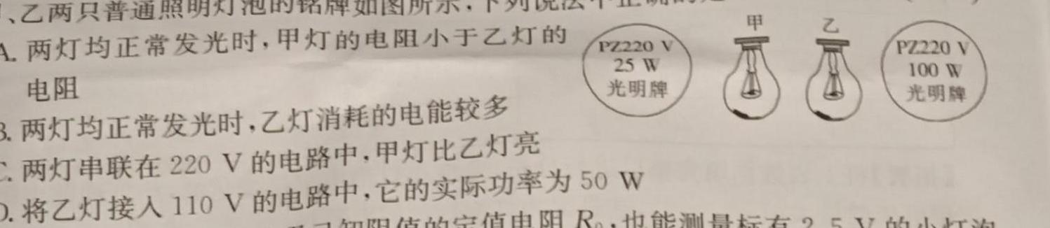 [今日更新]九师联盟2024届高三年级上学期1月期末联考.物理试卷答案