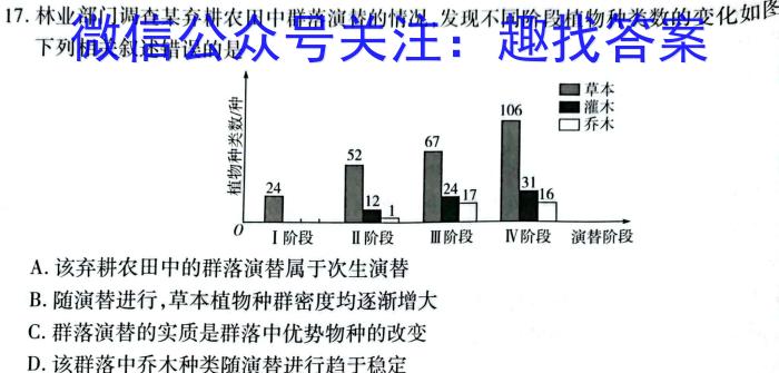 云南省2024届3+3+3高考备考诊断性联考卷(一)1生物学试题答案