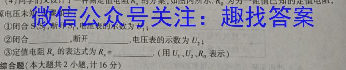 河南省2024年八年级下学期阶段一学情调研卷（B）物理试卷答案