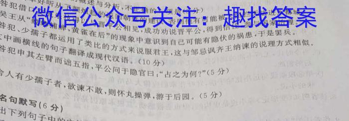 安徽省2023-2024学年度八年级上学期阶段性练习（四）/语文