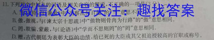 河南省九师联盟2023年12月高二年级质量检测语文