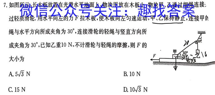 皖智教育 安徽第一卷·2024年中考安徽名校大联考试卷(一)1物理试题答案