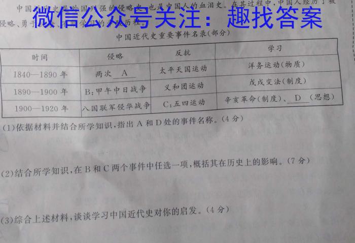 山西省2023-2024-2高一年级3月学情检测历史试卷答案