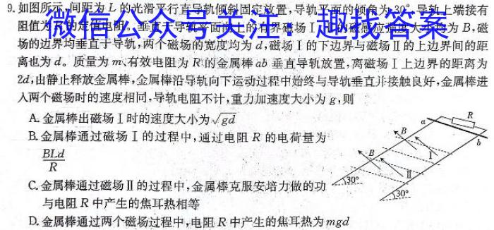 天一大联考2024-2025学年高中毕业班阶段性测试(一)物理试题答案