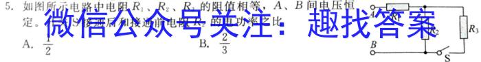 河南省2023-2024学年度八年级下学期阶段评估(一)[5L-HEN]物理试题答案