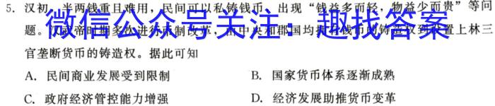 24届高三年级TOP二十名校调研考试九历史试卷答案