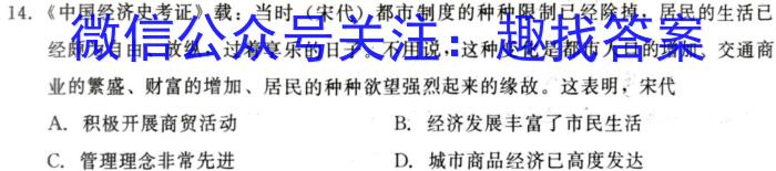 2024届衡水金卷先享题调研卷(湖北专版)三历史试卷答案