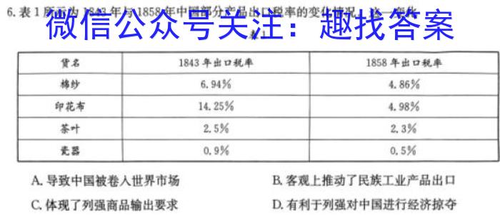 衡水名师卷 2024年高考模拟调研卷(新高考◇)(二)2历史试卷答案