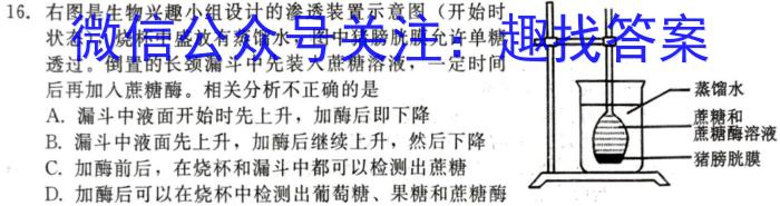 智慧上进 2023一2024学年第一学期高一盟校期未考试试题生物学试题答案